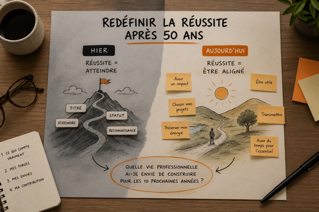Schéma d'illustration comparant la réussite d'hier et la réussite d'aujourd'hui